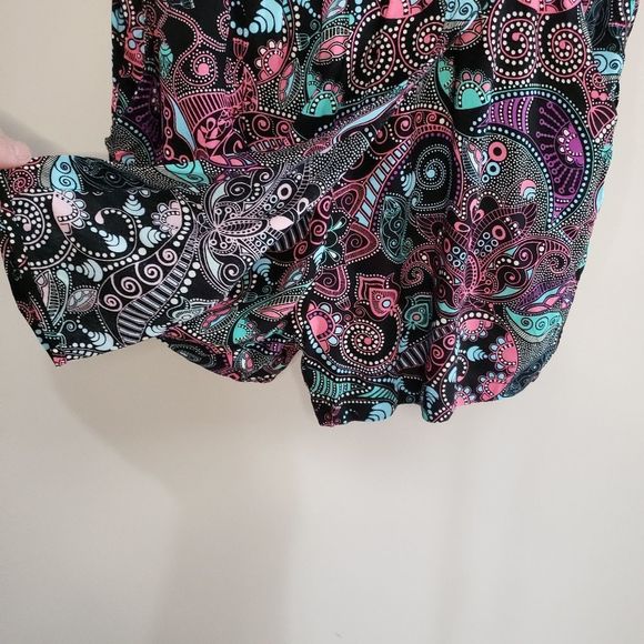 Liquido Medium NWT Sleeveless Turquoise Pink Paisley Print Skort Romper Pockets - Picture 5 of 14